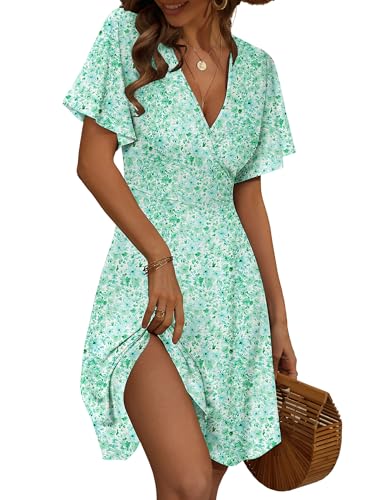 FENSACE Flattering Dresses to Hide Tummy Summer V Neck Skater Flattering Spring Casual Outfits for...