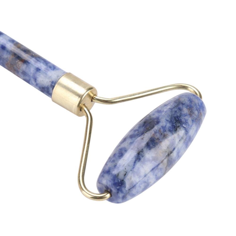 Rouleau de beauté à double tête - Outil de massage du cou yeux de jade pour le visage(Bleu)