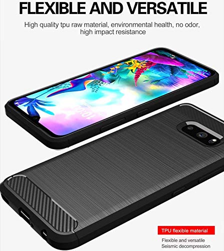 Image of NPRC Hybrid Ultra Slim Protective Case TPU Non-Slip Carbon Fiber Texture Shockproof Case Cover for Lg G8X - Black