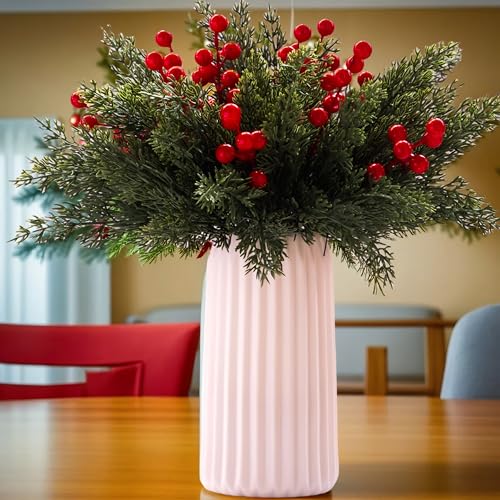 Norfolk-Pine-PicksChristmas-Greenery-Stems-Artificial-Pine-Needles-Stems-Branches-Christmas-Tree-Filler-with-Red-Berry-for-DIY-Indoor-Outdoor-Home-Cedar-Plants-Garland-Decor-40 Norfolk Pine PicksChristmas Greenery Stems Artificial Pine Needles Stems Branches Christmas Tree Filler with Red Berry for DIY Indoor Outdoor Home Cedar Plants Garland Decor 40