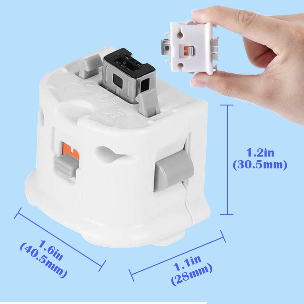 Wii Motion Plus Adattatore per telecomando originale Nintendo Wii, accessori esterni, adattatore Accelerator Handle Sensator Accelerator Motionplus per Wii U Wii Controller bianco (2 pezzi)