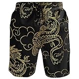 visesunny Men's Sacred Dragon Beach Shorts Summer Swim Trunks Sports Running Bathing Suits with Mesh Lining