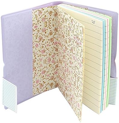 Shulaner Charming Portable Mini Smiley Diary Notebook with Leather Shell, 100 Sheets, Small Notebook Pack, Set of 6