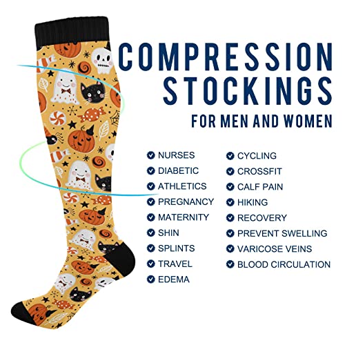 Image of Wusikd Cats Compression Socks for Women and Men Circulation Cute Long Socks for Athletic Running 1