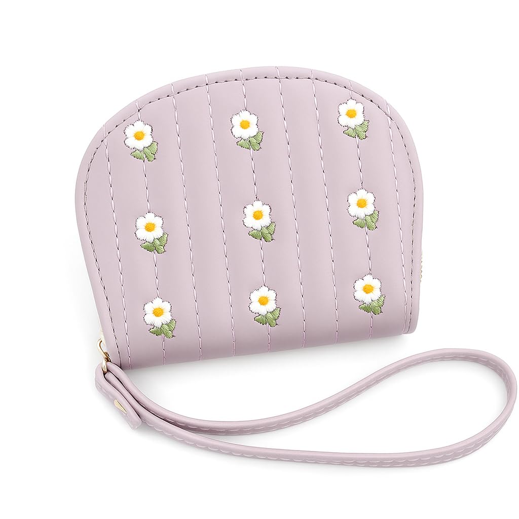 Wallets for Women, Leather Floral RFID Blocking Small Bifold Wallet with Zipper Coin Purse for Girls and Ladies Women's Wallet (Purple)-image-16