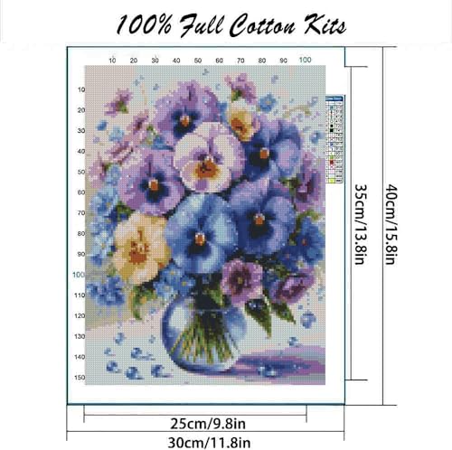 Image of MYBISYMQQ Stamped Cross Stitch Kits - Flower Embroidery Starter Kit for Adult Beginners, Cross Stitch Kits Embroidery Kit Arts and Crafts for Beginners,Crafts for Home Wall Decor 11.8x15.7 inches