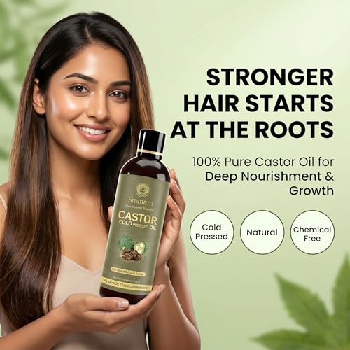 Image of Pure Cold Pressed Castor Hair Oil | 100% Pure & Natural | Supports Hair Growth, Stronger Hair, Skin Care, Nail Care & Eyelash Care | 200 ml