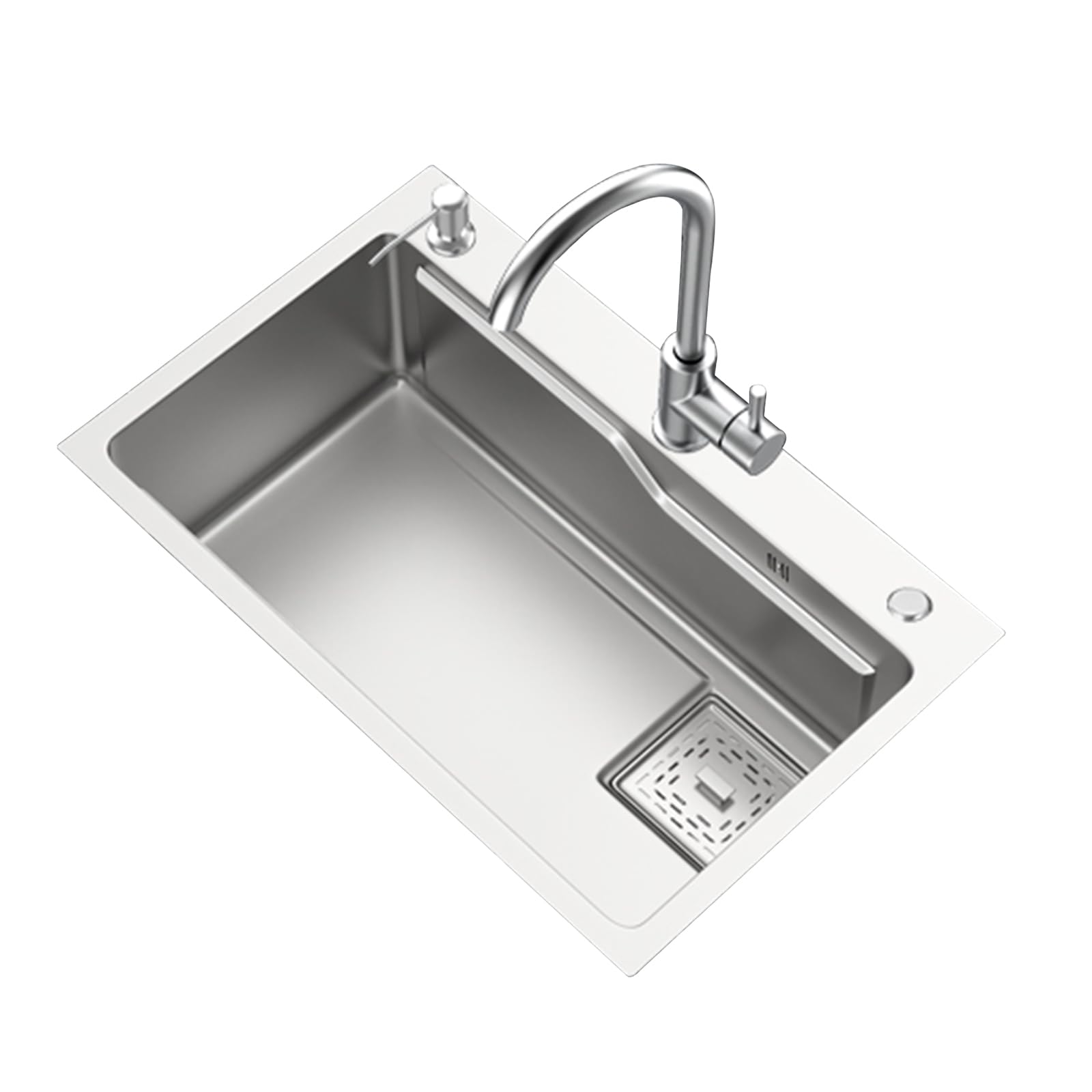 TAXXII Dual Mount Workstation Kitchen Sink, Single Bowl Topmount Stainless Steel Prep & Utility Washing Hand Basin(60X45cm/23.6X17.7in)