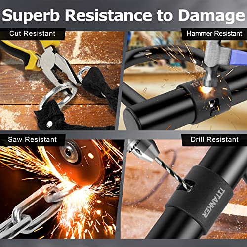 Titanker Bike Chain Lock With U Lock, 3 Feet Bicycle Chain Locks With 2 Keys, 6Mm Thick Chain Lock With 14Mm Thick Heavy Duty U Lock Anti-Theft Bike Lock For Bicycles, Motorbikes, Mopeds, Scooters #TOP4