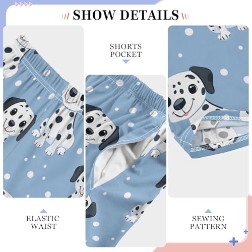 Boys' Pants Cute Dalmatian Dog Blue Dots Long Bottoms Jogger Pants Elastic Waist Trousers with Pockets S-XL4