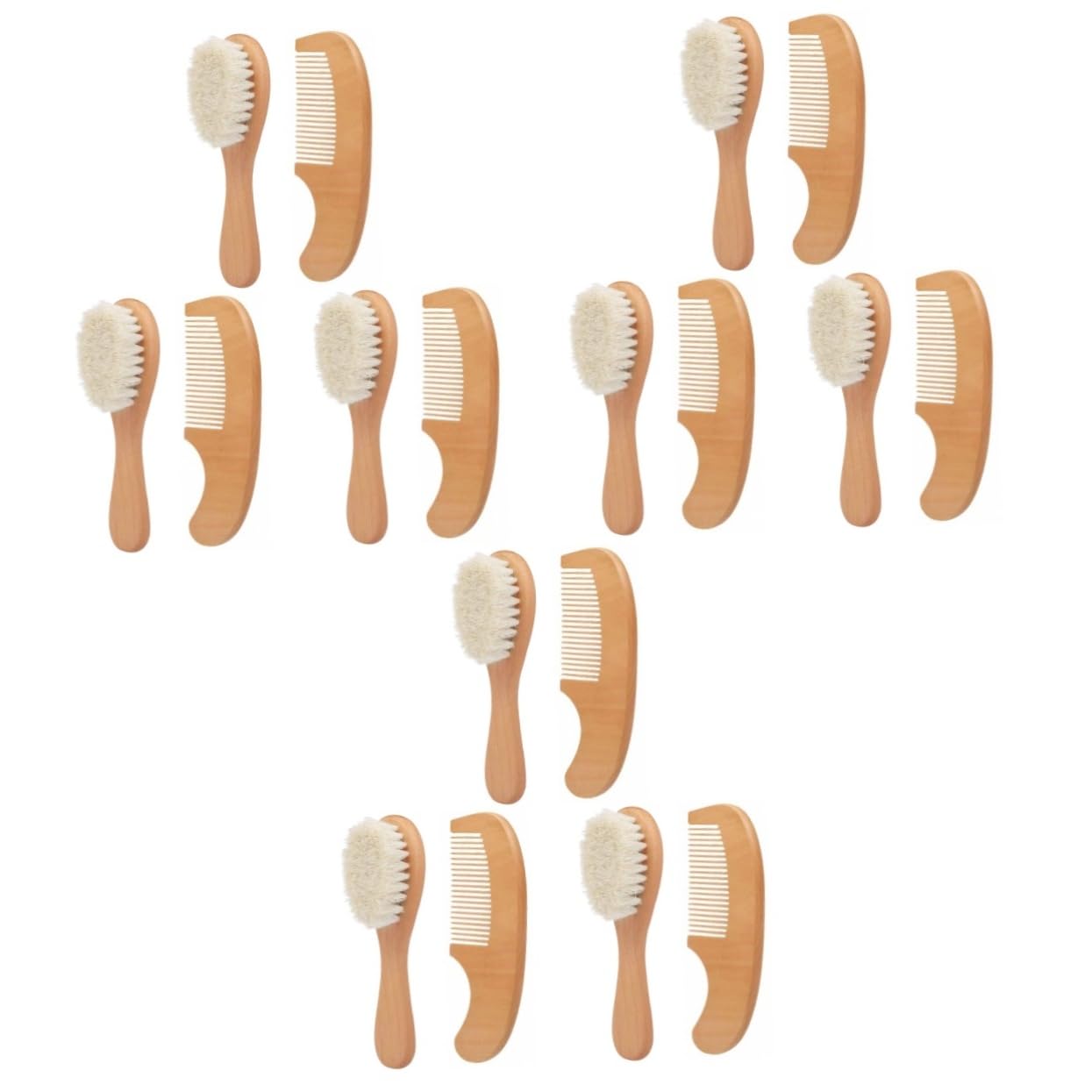 FRCOLOR 6 Pcs Baby Brush Set Comb for Boys and Girls Detangler Brush Wooden Comb for Baby Bathing