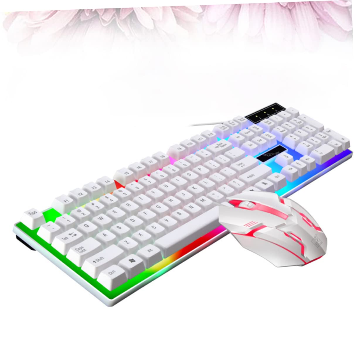 Tofficu Set Tastiera e Mouse Cablati Retroilluminazione Led, Ergonomici per Gaming, Tastiera Resistente in Abs Protezione Liquidi per Computer Desktop
