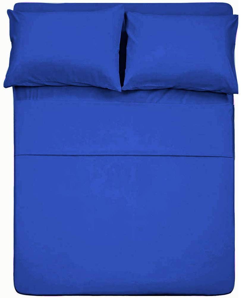3 Piece Fitted Sheet Set- 1-Fitted Sheet 2-Pillow Covers 8" inch Deep Pocket with 800 Thread Count 100% Egyptian Cotton Quality, Queen Size by PS Linen & Bedding, Solid Royal Blue.