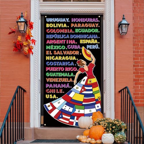 Capa de porta do mês da herança hispânica faixa latino-americana decorações de sala de aula espanhol