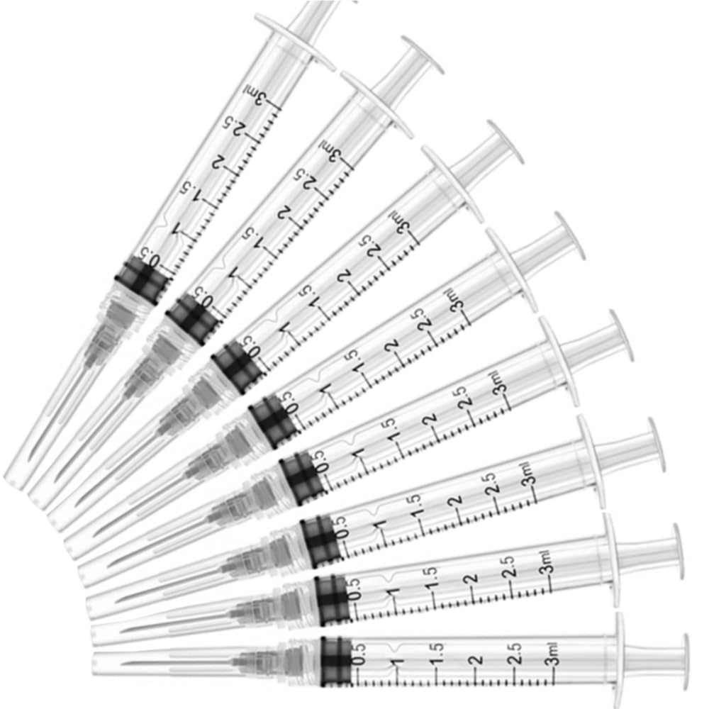 50 Pack 3ml 23 Gauge - Luer Lock 1ml 2.5ml 3ml 5ml 10ml 20ml with 25Ga, 23Ga, 22Ga, 21Ga, 18Ga Lab Consumables(Individually Sealed Wrapped) — Amazon image 6