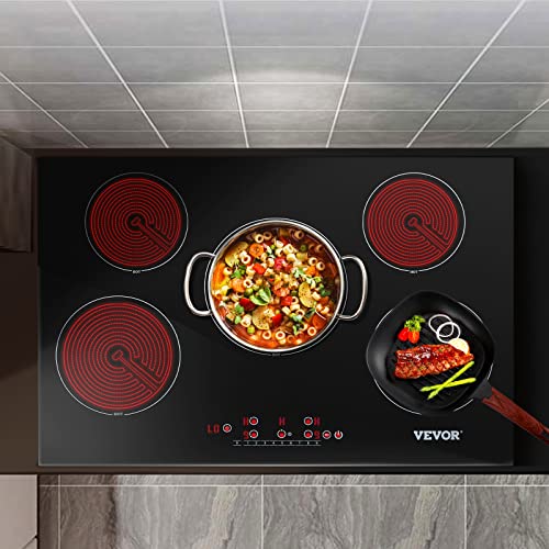 Vevor Built In Electric Stove Top, 30.3 X 20.5 Inch 5 Burners, 240V Ceramic Glass Radiant Cooktop With Sensor Touch Control, Timer & Child Lock Included, 9 Power Levels For Simmer Steam Slow Cook Fry #TOP7