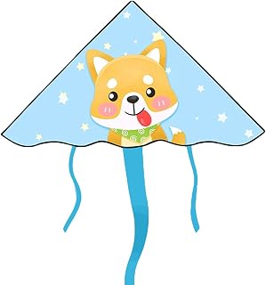 Kite for Outdoor Blue Puppy Triangle Kite with Tail,Huge Kite with Kite String for Beginners Adults Kids,Easy to Fly and Easy to Assemble Easy to Fly Kites Gift (Color : 500m String)