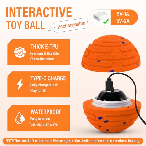 Balle interactive intelligente pour chien de grande taille avec télécommande rechargeable - 3