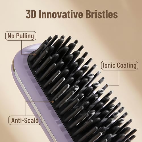 Cepillo alisador inalámbrico para cabello corto morado miniatura 6