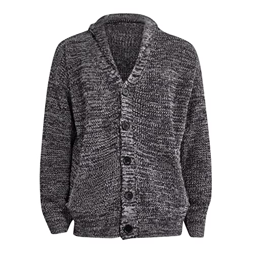 Mens Sweater Cardigan Casual Long Sleeve Shawl Collar Buttons Down Cable Knit Cardigan Sweater, XXL-5XL2