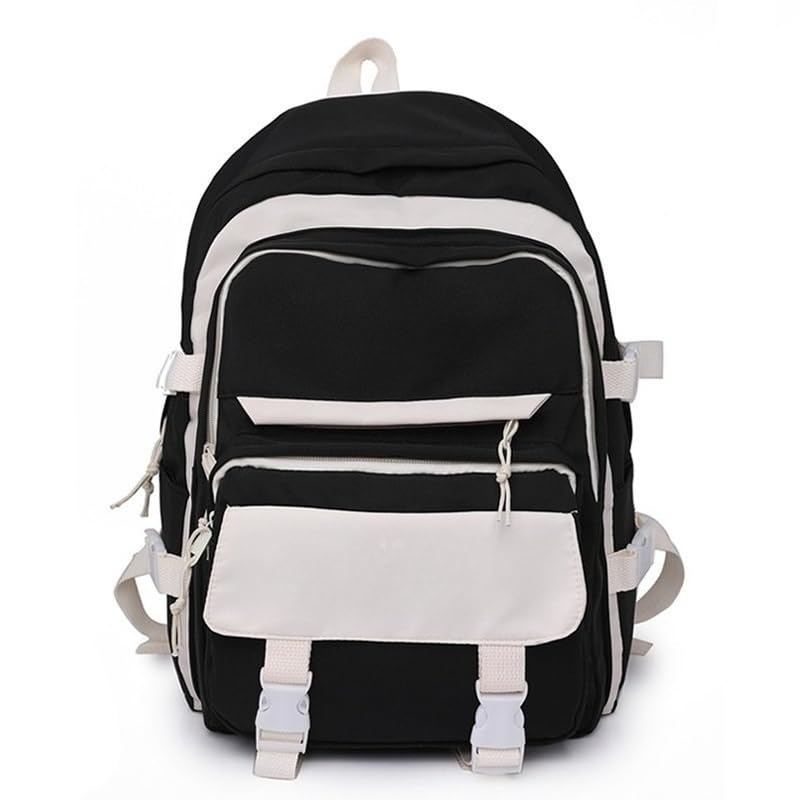 Mochila Escolar Unissex,Nylon Resistente(184-Preto Tamanho:30x13x43cm)