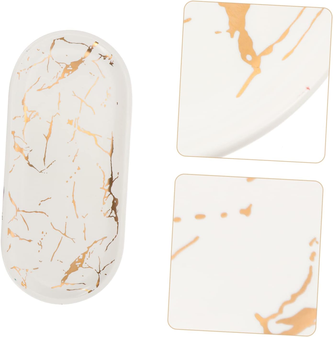 PRETYZOOM 1pc Elegant Marbled Ceramic Food Serving Tray Jewelry Display Marble Plate Sushi Dish Luxury