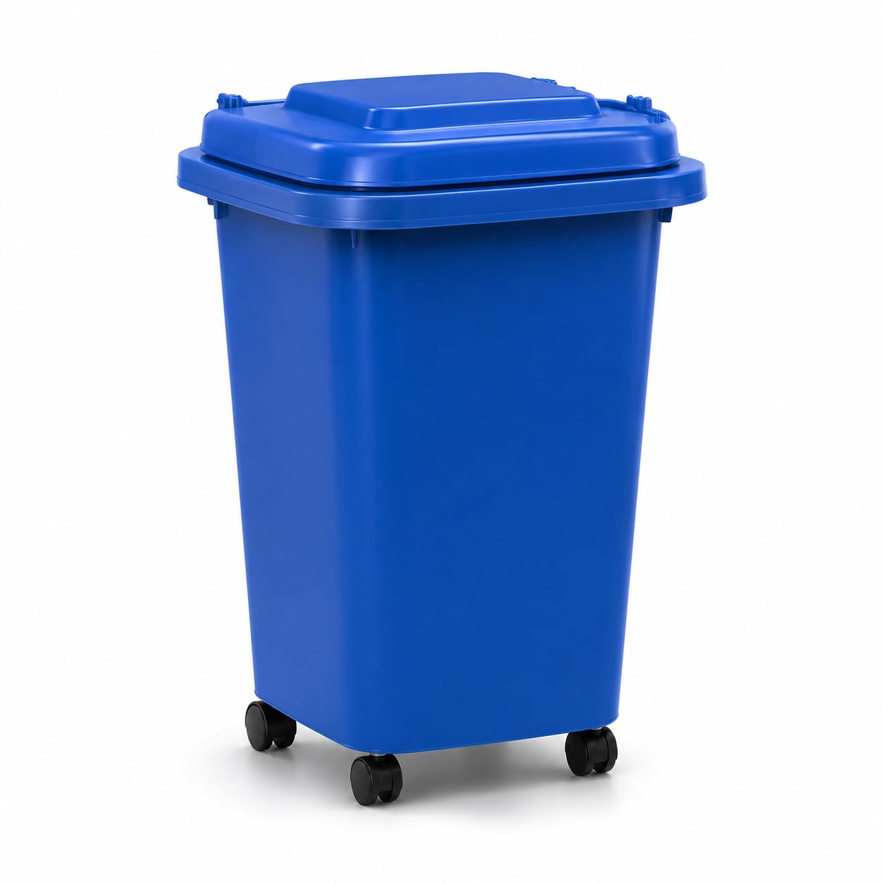 XAVRO Large Wheelie Bin 50L Recycling Bin with Lid, Plastic Rubbish Wheeled Waste Container for Household Kitchen Utility Room Garage & Home, Mobile Bin with Wheels (Blue)