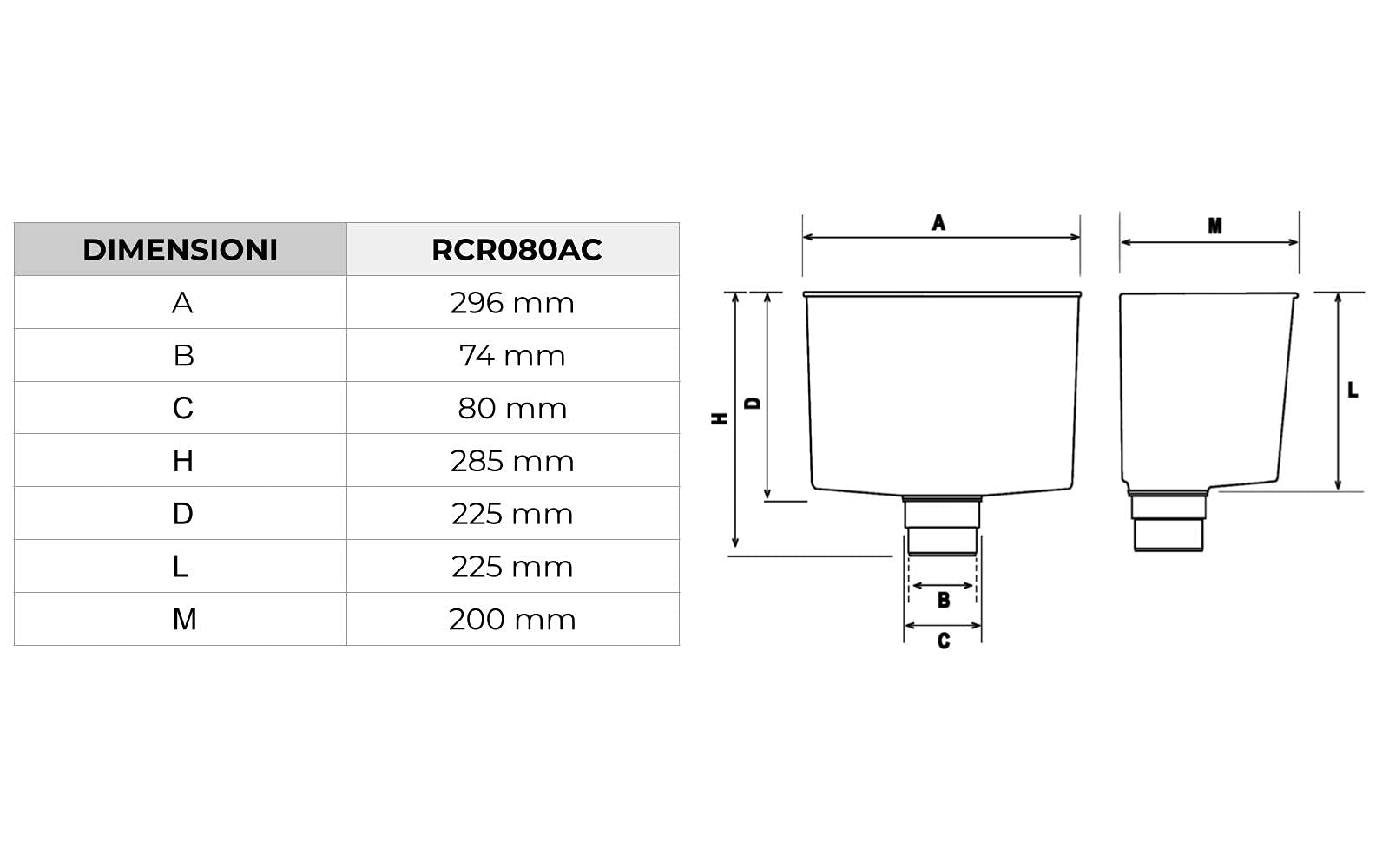 First Plast rcr080ac-y segregator las deszczowy, prostokątny, stal, 80 mm