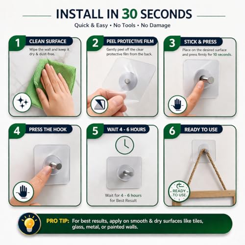 Image of Premium Quality Photo Frame Hooks - Strong Heavy Duty Wall Hooks for Photo Frames, Clocks & Kitchen Use - No Drill, Damage-Free Hanging Solution 10 Pcs