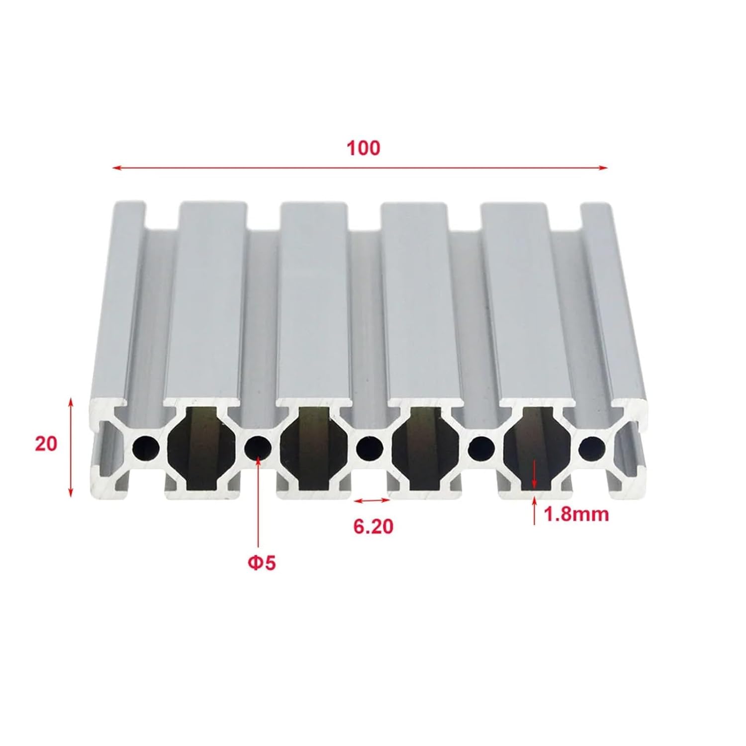 1 Piece 20100 Aluminum Extrusion 100-800mm Length European Standard Anodized Linear Guide(100mm)