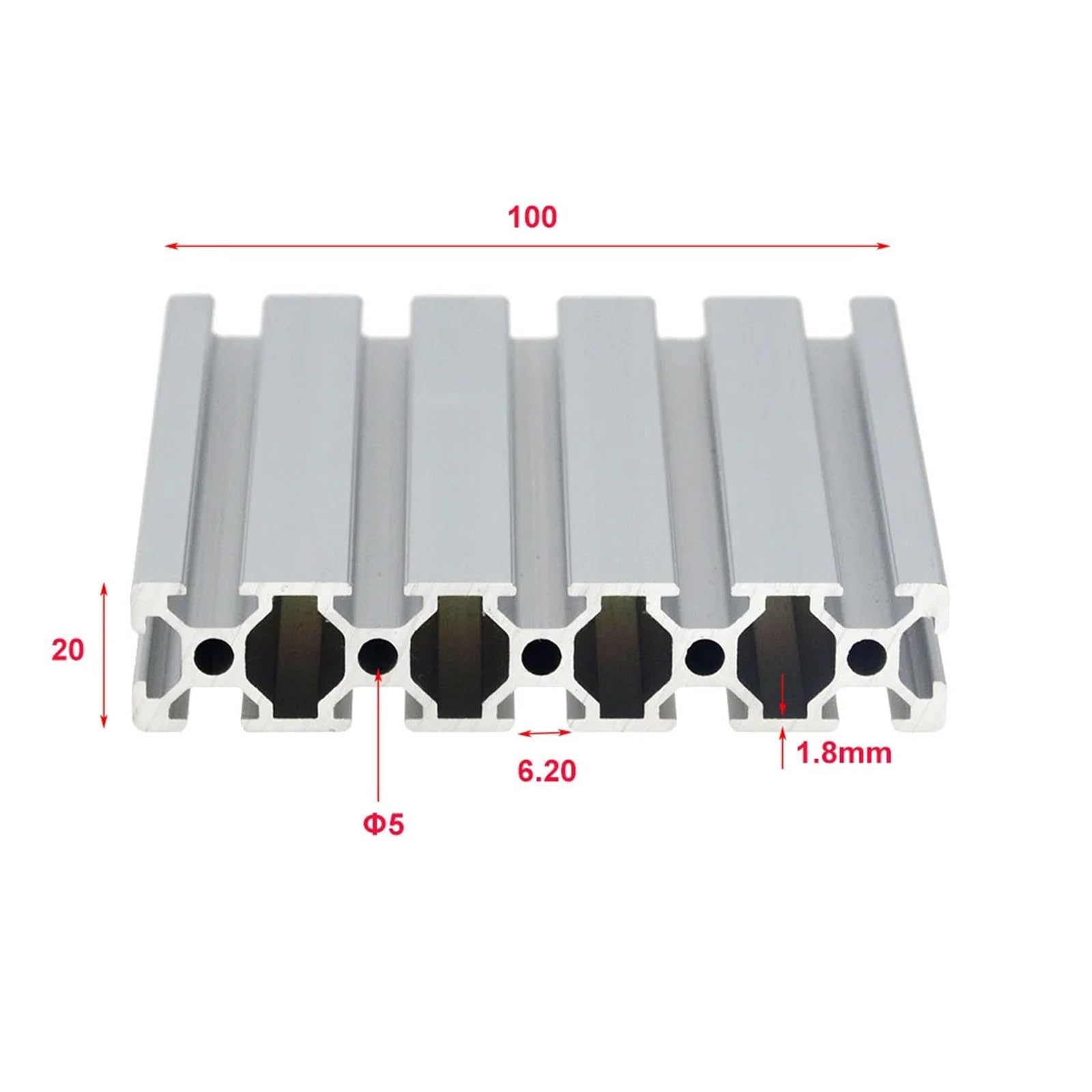 Guida profilo alluminio 20100 T-Slot 150-1000mm