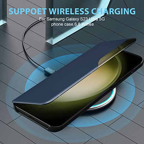 Coque Samsung S23 Ultra Cuir Bleu avec Support Rotatif 360 - 7