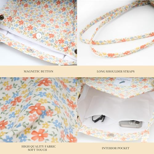 Image of TOPASION Cute Corduroy Tote Bag Canvas Shoulder Handbags for Women Travel Shopping