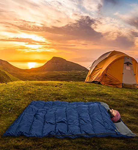 Image of Navy Couple or Double Sleeping Bag! Warm and Comfortable ! Great for Camping or Hunting! Perfect for a Family Campout