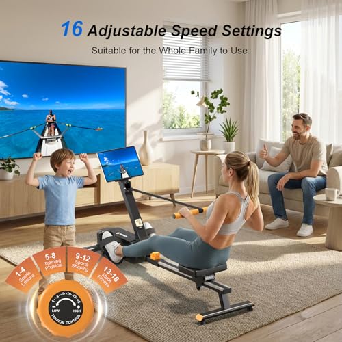 Image of Rowing Machines for Home,Workout Equipment,Exercise Rower with Quiet Resistance,350LBS Capacity,LCD Monitor,Knee Pads, Workout Gloves&Extra Pull Rope for Full Body Exercise