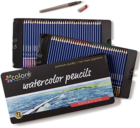 Colore Watercolor Pencils - Water Soluble Colored Pencils For Art Students & Professionals - Assorted Colors for Sketch Coloring Pages For Kids & Adults - Vibrant Colors For Drawing Books - Set of 72