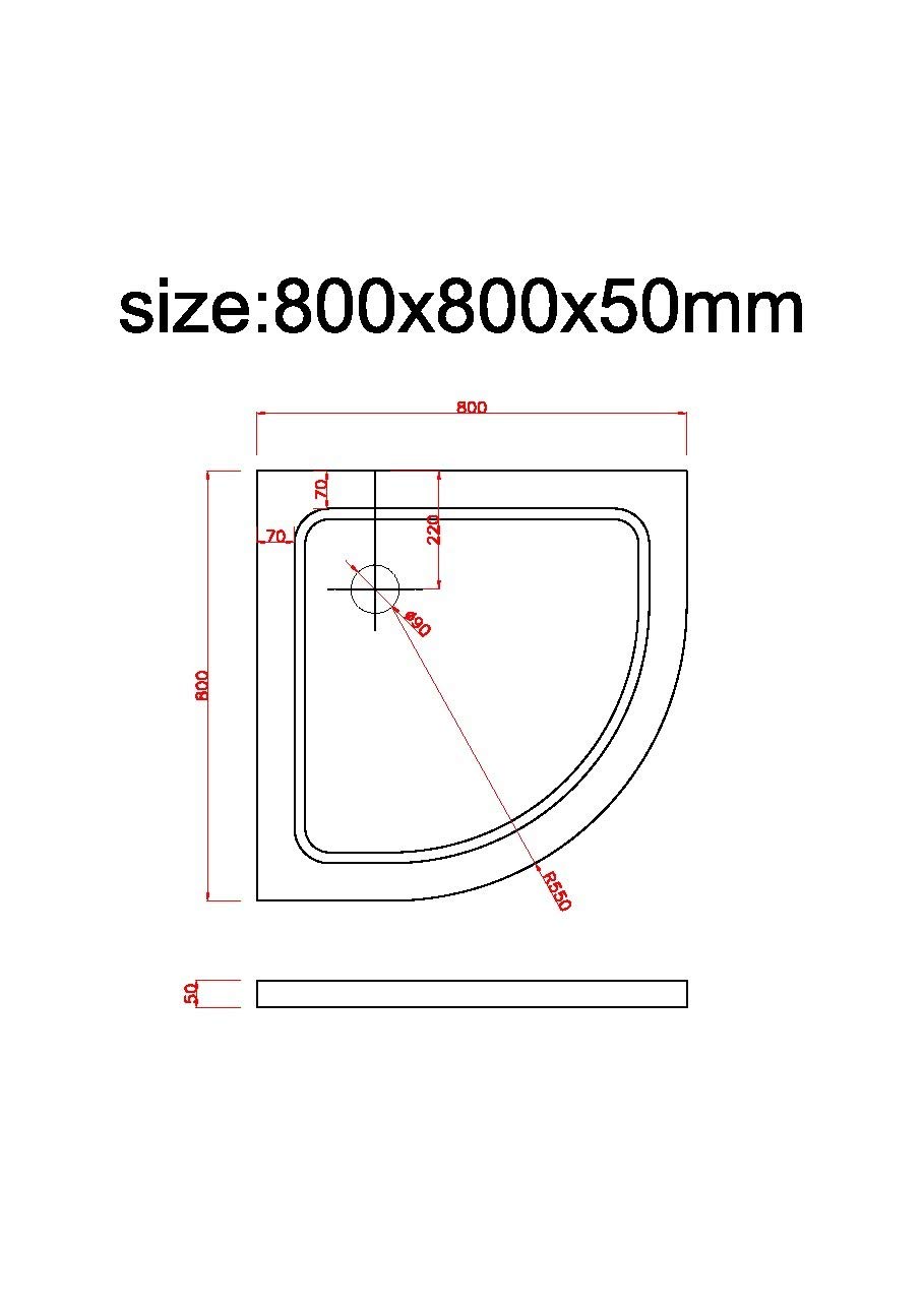 Plato de ducha semicircular rebajado de abs con valvula incluida H.5 cm (80)
