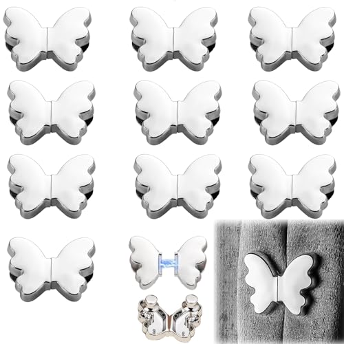 Lot de 20 embrasses de rideaux magnétiques pour rideaux, en forme de cœur, pour rideau de douche, chambre à coucher, bureau (argent, doré) (argenté-1)