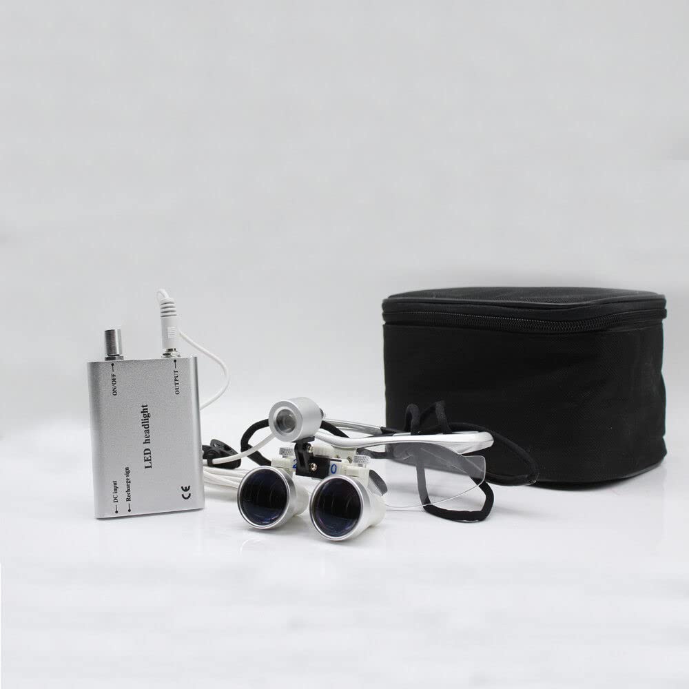 Dental 2.5X Lente d'ingrandimento binoculare della Lampada Magnifier Lente di ingrandimento binoculari Testa Lente di ingrandimento Occhiali LED Headlight