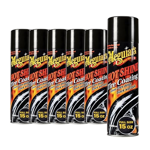 Meguiar's Hot Shine High Gloss Tire Coating, 6 Pack (6 x 15 oz = 90 oz Total) Aerosol Tire Shine...