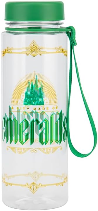 Paladone Wicked Water Bottle with Strap - Officially Licensed Disney Gold Foil & Green Glitter Leakproof Bottle with Carry Handle, Gift for Fans of Musical 650ml (22 fl oz)