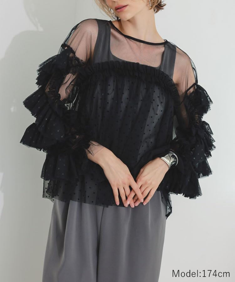 [DONOBAN] レディース トップス チュールトップス ブラウス ボリュームトップス ANDRESD アンドレスド シアー 重ね