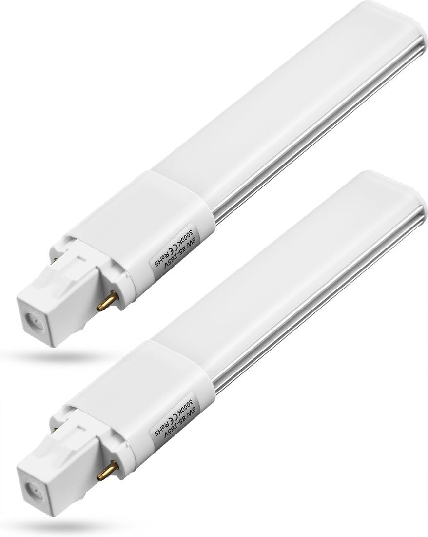 GX23 LED Bulbs, 6W LED 2-Pin PL Horizontal Recessed Lamp, 13W Equivalent CFL Bulbs Warm White 3000K 2-Pack