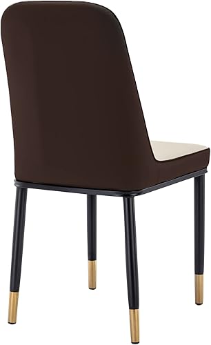 Miniatura 5 de Juego de 4 sillas de comedor de piel sintética, cómodas sillas de ocio, sillas laterales sin brazos, sillas de cocina con patas chapadas en oro de