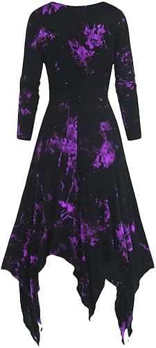 JEGULV Vestido gótico renacentista para mujer, Halloween, medieval, retro, con cordones, gótico, cosplay, dobladillo irregular