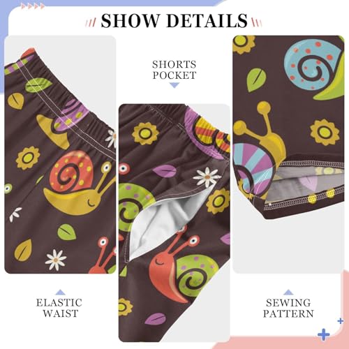 Snail and Leaves Boys Long Pants Soft Trousers Elastic Waist Kids Lounge Bottoms with Pockets S-XL4