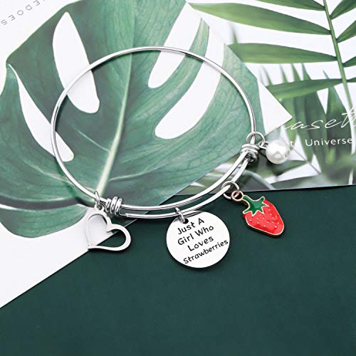 FAADBUK Funny Strawberries Bracelet Fruit Lover Gift Just A Who Loves Strawberries Jewelry Bracelet Strawberries Lover Gift Strawberries Jewelry (Strawberries Br-S)4