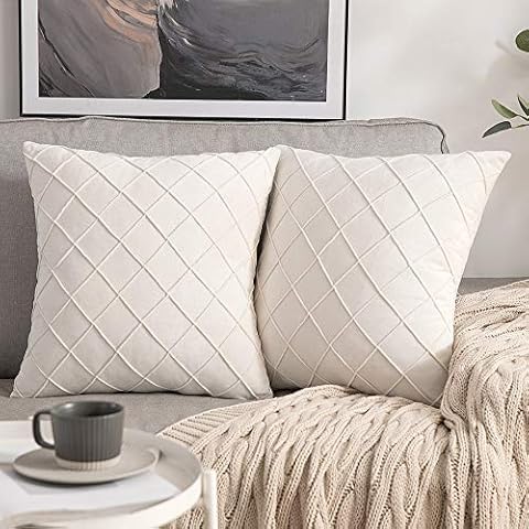 MIULEE Velvet Cushion Covers with Square Pattern Cover
