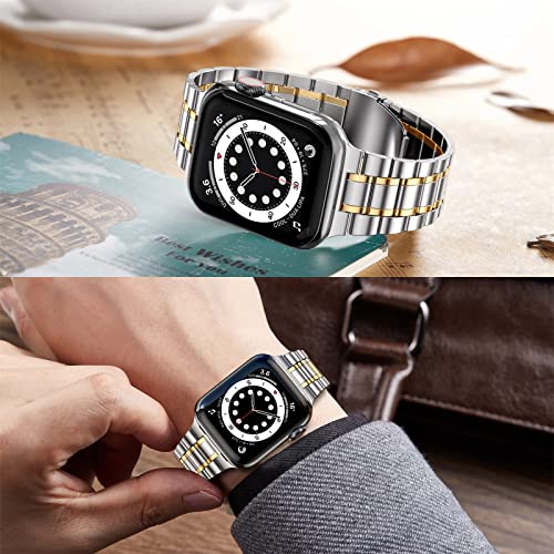 MioHHR Solid Stainless Steel Straps Compatible with Apple Watch Strap 45mm(Series9/8/7) 44mm(Series6/5/4) 42mm(Series 3/2/1) - Image 2