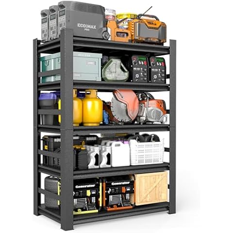 BEESTMUEBLE Garage Shelf, 5 Tiers Heavy Duty Metal Garage Shelving Unit, Garage Organization Shelves, Durable Garage Storage Shelving, Basement Shelves (72” H × 15.8” D × 35.4” W) Cover
